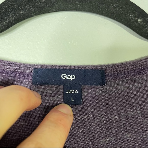 Gap Purple Lightweight Boho Preppy Casual Wide Neck Long Sleeve Blouse Large - Picture 3 of 6